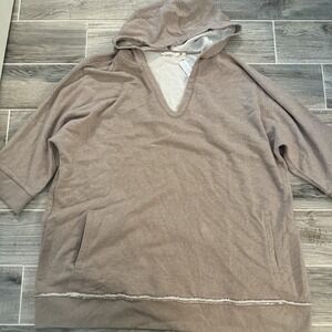 Soft Surroundings 3X Hoodie Popover Top Comfy Pockets Relaxed Boho Lounge